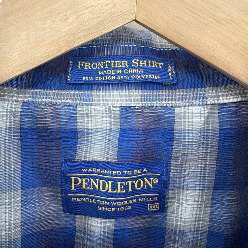 Pendleton Womens Blue Plaid Pearl Snap Frontier Shirt Size XXL Western Everyday - Picture 6 of 9